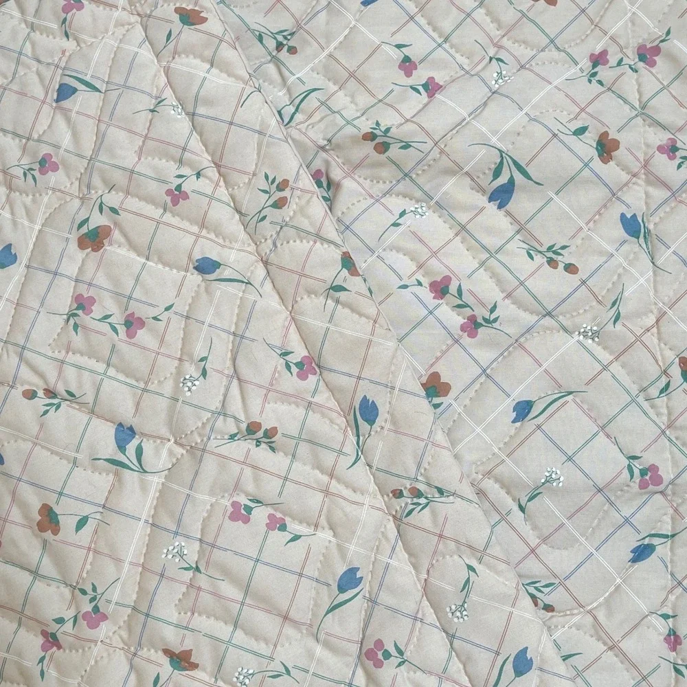 JCPenney Vintage Floral‎ Quilted Pillow Sham Set Beige Pink Cottagecore 80s 70s